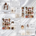 08 Pages White Funeral Program Template, Bi-Fold Funeral Program, Obituary Celebration Of Life Program, Digital Download - Editable Memorial Canva Template