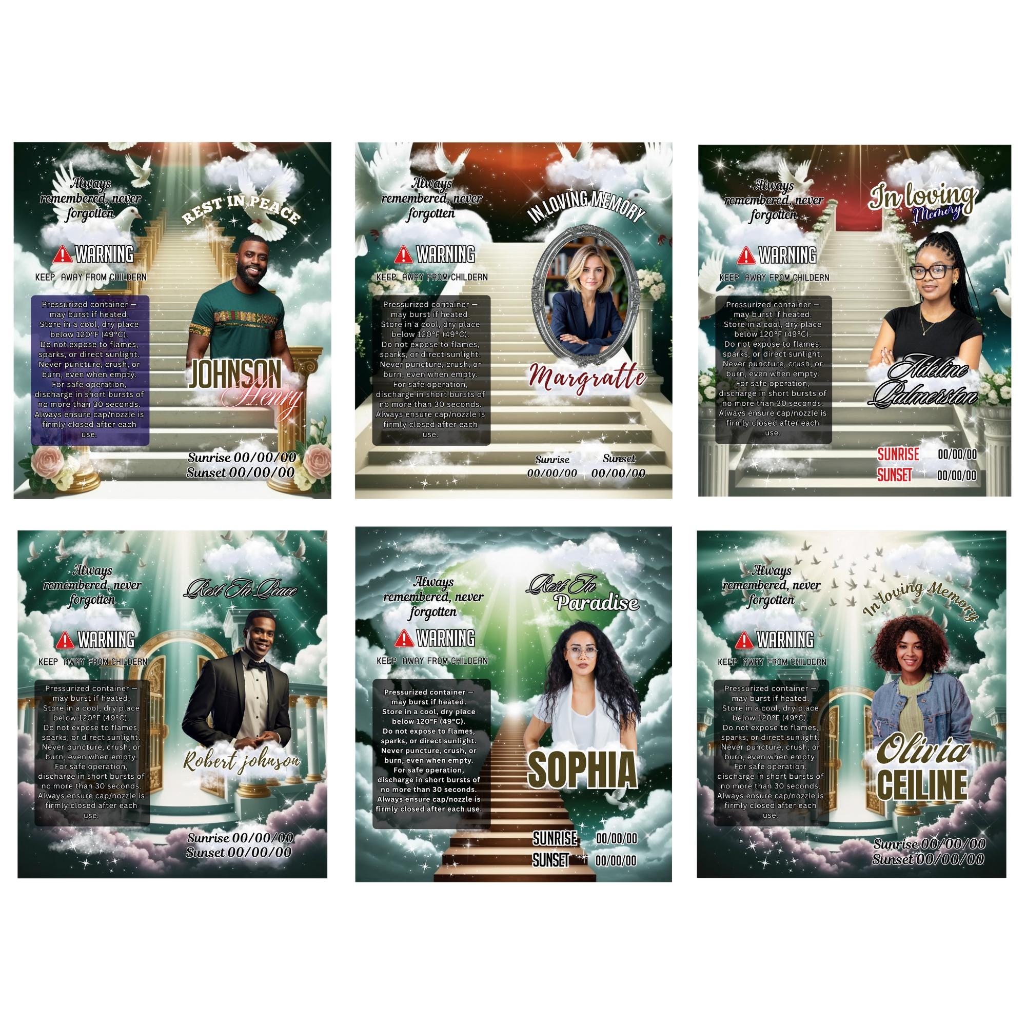 10 Memorial Green Lighter Canva Editable Template, In Loving Memory Template, RIP Lighter Label, Memorial Funeral Keeksake,Digital Download - Editable Memorial Canva Template