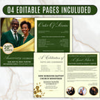 4 Pages Pastoral Anniversary Program Template, Bi-Fold Funeral Program, Church Program Template, Obituary Celebration Of Life Program - Editable Memorial Canva Template