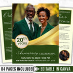 4 Pages Pastoral Anniversary Program Template, Bi-Fold Funeral Program, Church Program Template, Obituary Celebration Of Life Program - Editable Memorial Canva Template