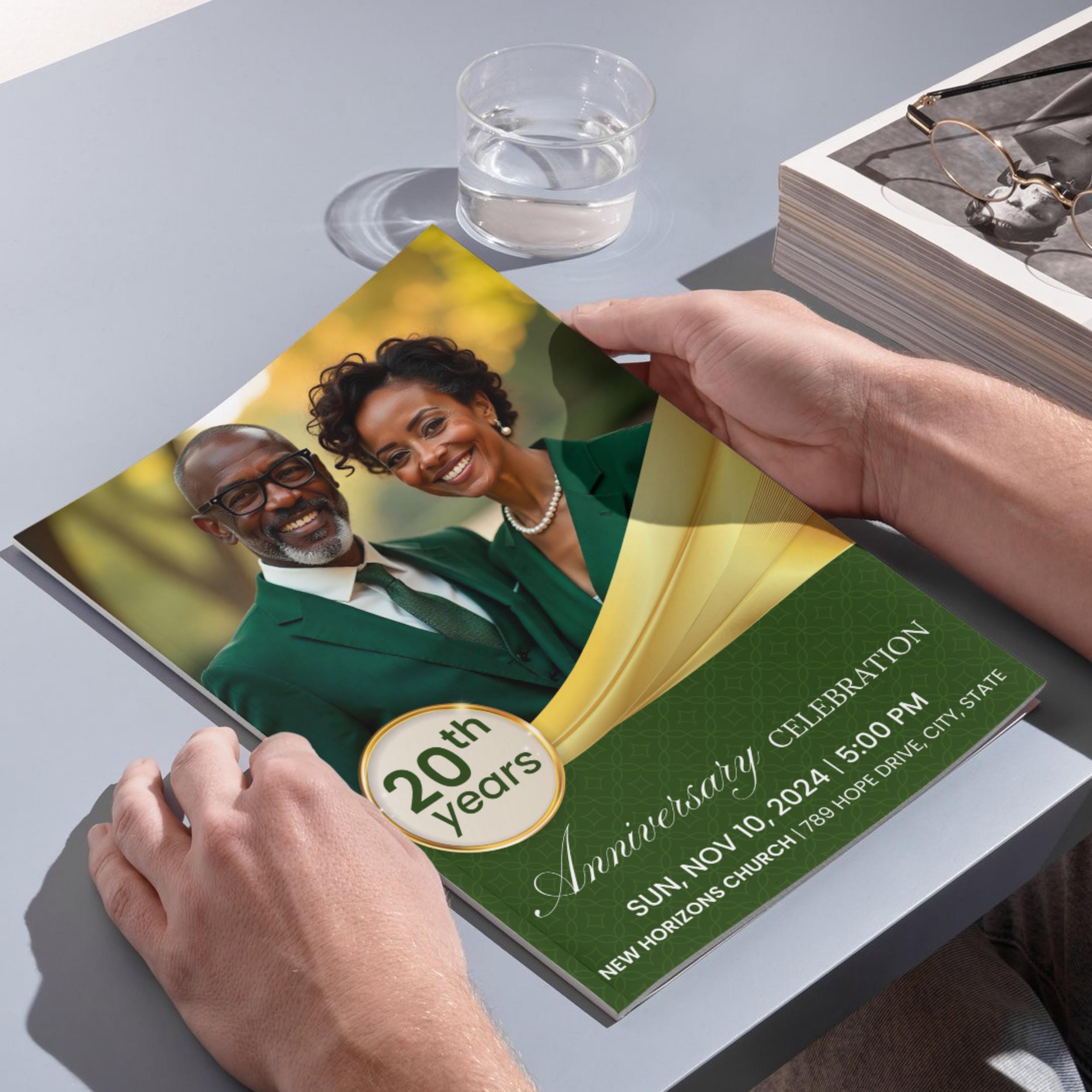 4 Pages Pastoral Anniversary Program Template, Bi-Fold Funeral Program, Church Program Template, Obituary Celebration Of Life Program - Editable Memorial Canva Template