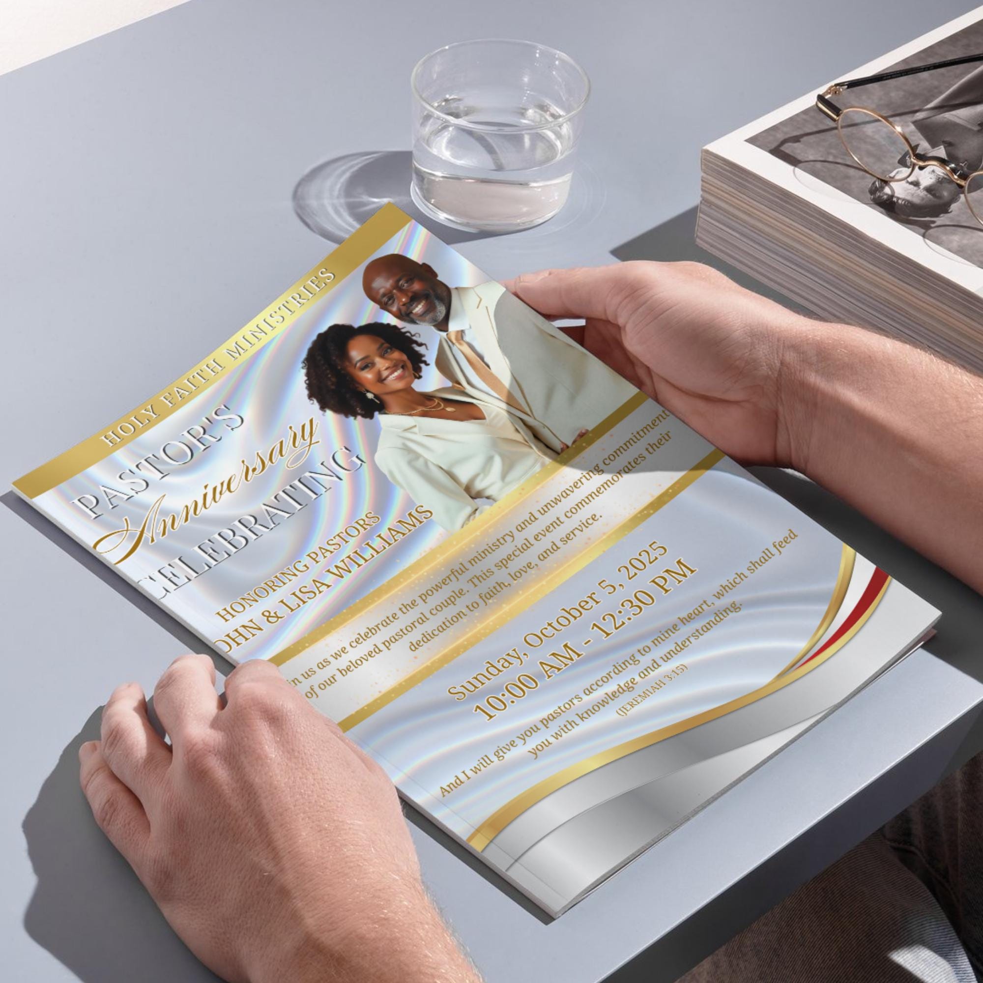 Church Anniversary Program Template, Editable Bifold 8.5x11” Design, Church Appreciation Program, Anniversary & Faith Celebration - Editable Memorial Canva Template