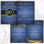 4 Pages Blue Church Program Template, Bi-Fold Funeral Program, Church Program Template, Printable & Editable, Instant Download - Editable Memorial Canva Template
