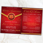 4 Pages Red Church Program Template, Bi-Fold Funeral Program, Church Program Red Gold , Printable & Editable, Instant Download - Editable Memorial Canva Template