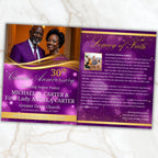 Purple Church Anniversary Program Template, Editable Bifold 8.5x11” Design, Church Appreciation Program, Anniversary & Faith Celebration - Editable Memorial Canva Template