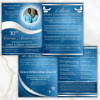 4 Pages Church Anniversary Program Template, Editable Bifold 8.5x11” Design, Church Appreciation Program, Anniversary & Faith Celebration - Editable Memorial Canva Template