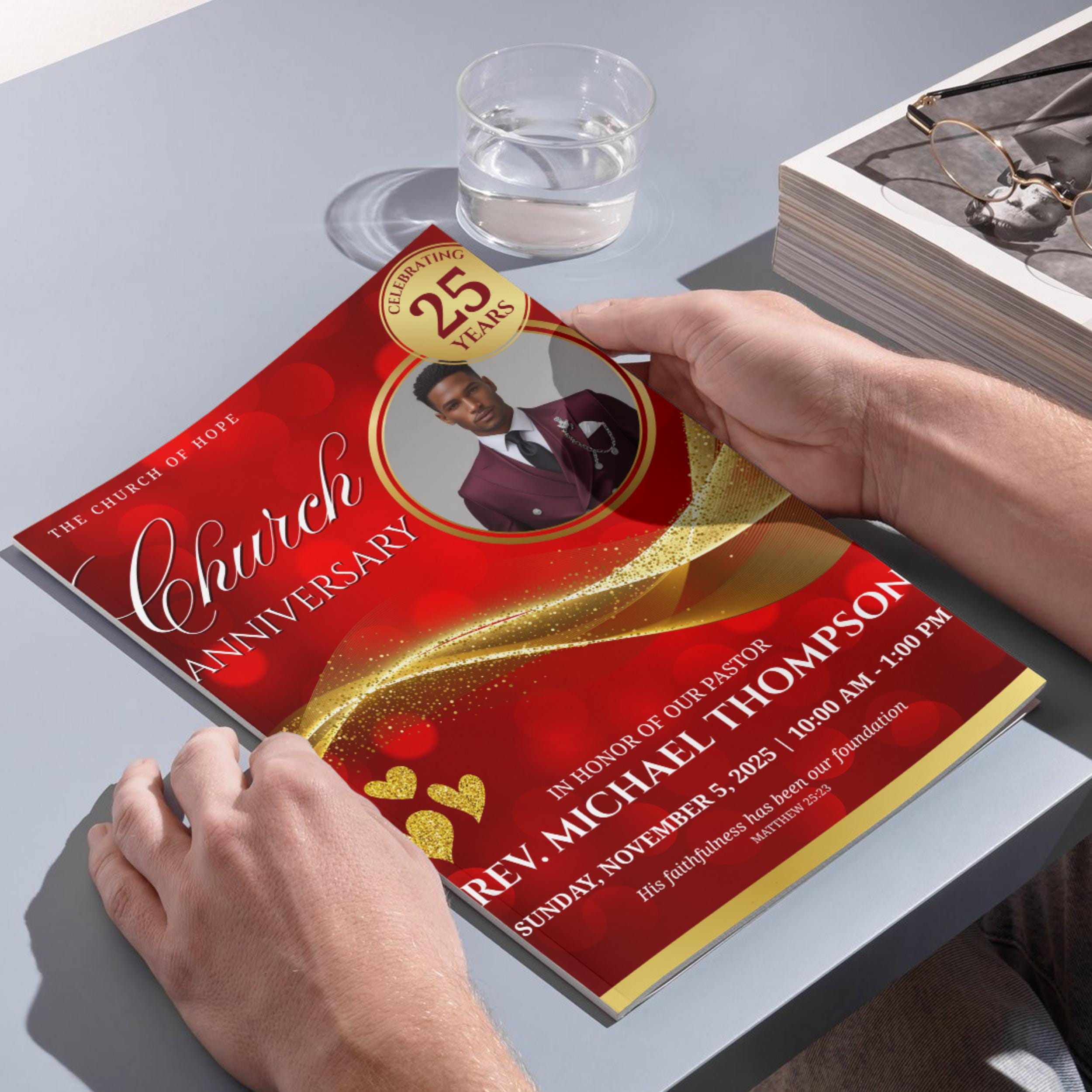 Church Anniversary Program Template, Editable Bifold 8.5x11” Design, Church Appreciation Program, Anniversary & Faith Celebration - Editable Memorial Canva Template