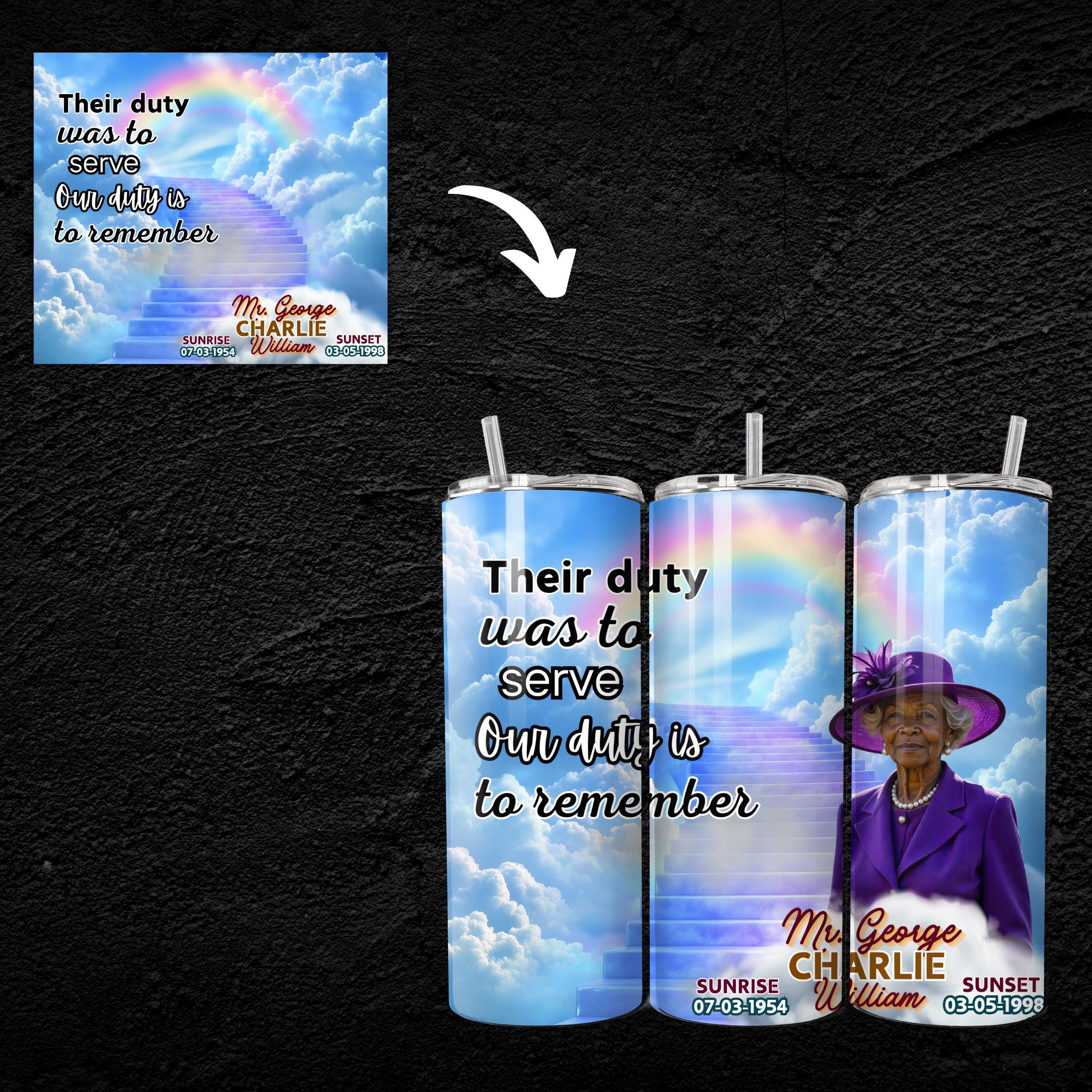 20 Memorial Tumbler Canva Editable Template Bundle, Canva Editable Template, Memorial Blue Tumbler, Add your Own Photo Canva Tumbler - Editable Memorial Canva Template