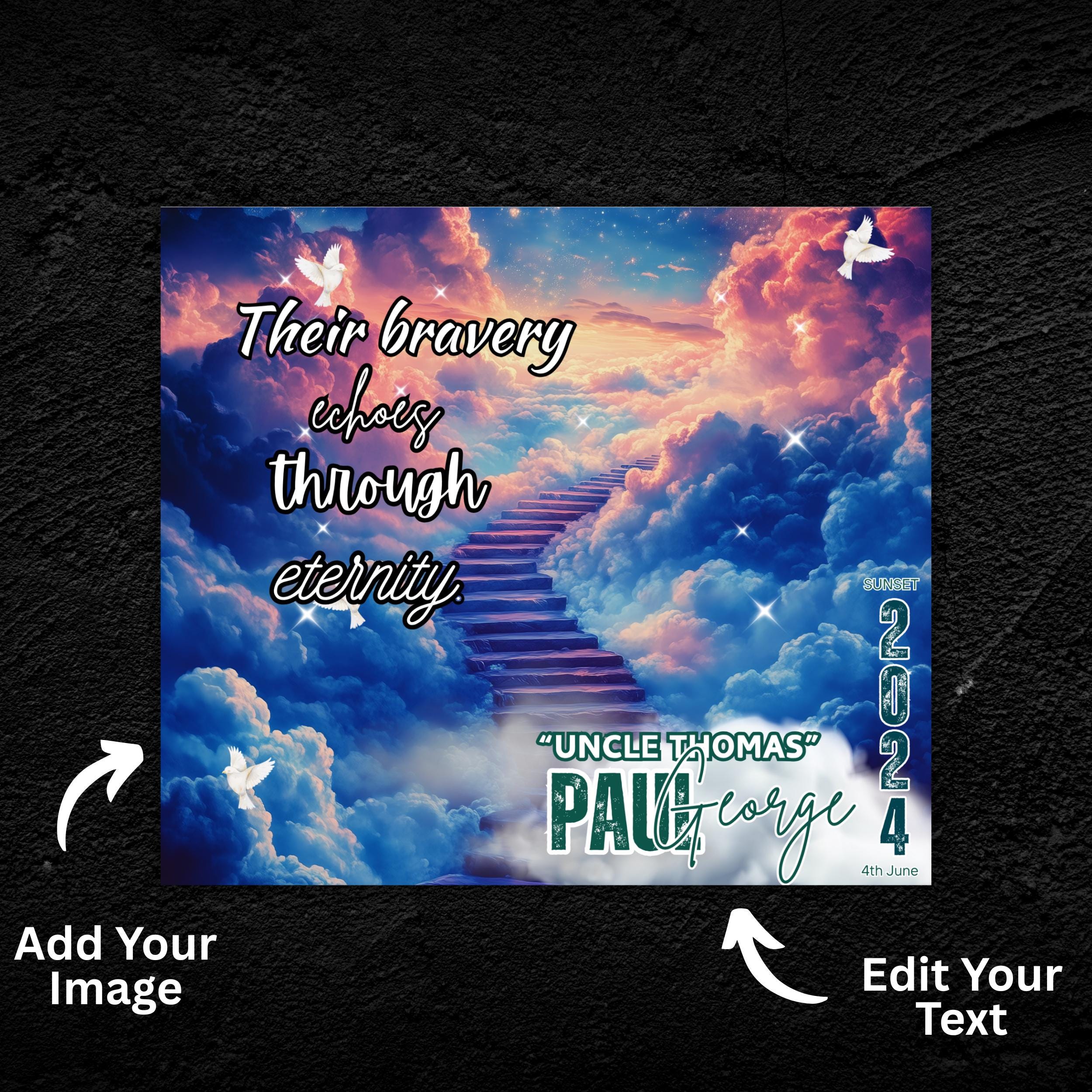 20 Memorial Tumbler Canva Editable Template Bundle, Canva Editable Template, Memorial Blue Tumbler, Add your Own Photo Canva Tumbler - Editable Memorial Canva Template