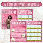 12 Page Memorial Essence Magazine Template, Celebration of Life Program & Keepsake, Obituary Celebration Of Life Program, Digital Download - Editable Memorial Canva Template