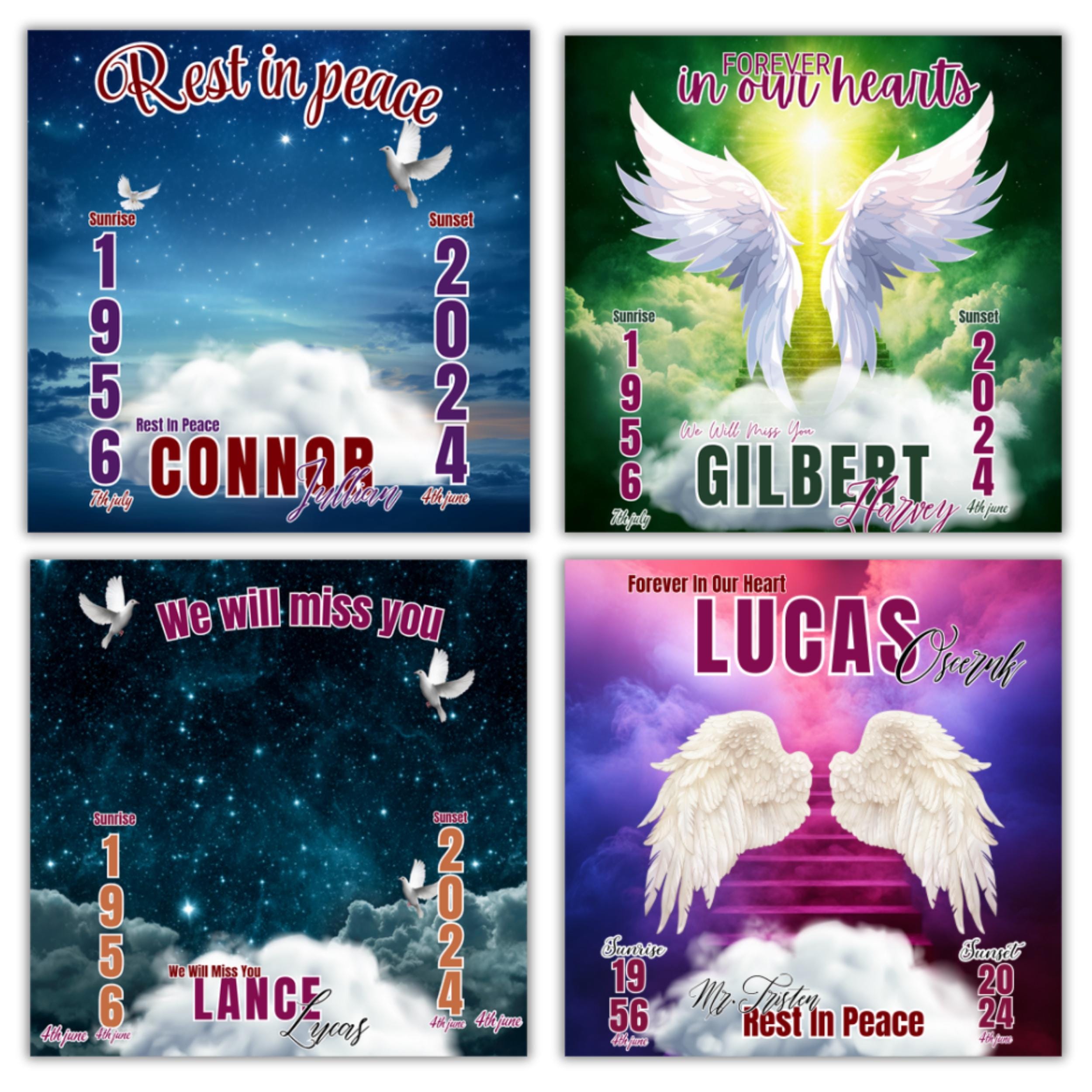 50 In Loving Memory Canva Editable Templates, Memorial Canva Template, Rest In Peace Design, Funeral Celebration of Life, Digital Download - Editable Memorial Canva Template