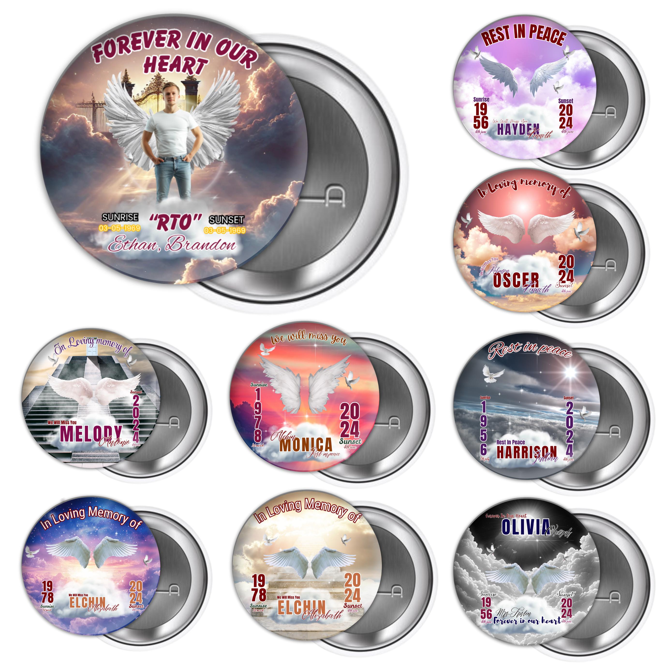 50 Rest in Peace Pin Button Canva Editable Templates, Memorial Pin Button Canva Designs, In Loving Memory Pin Button, Digital Download - Editable Memorial Canva Template