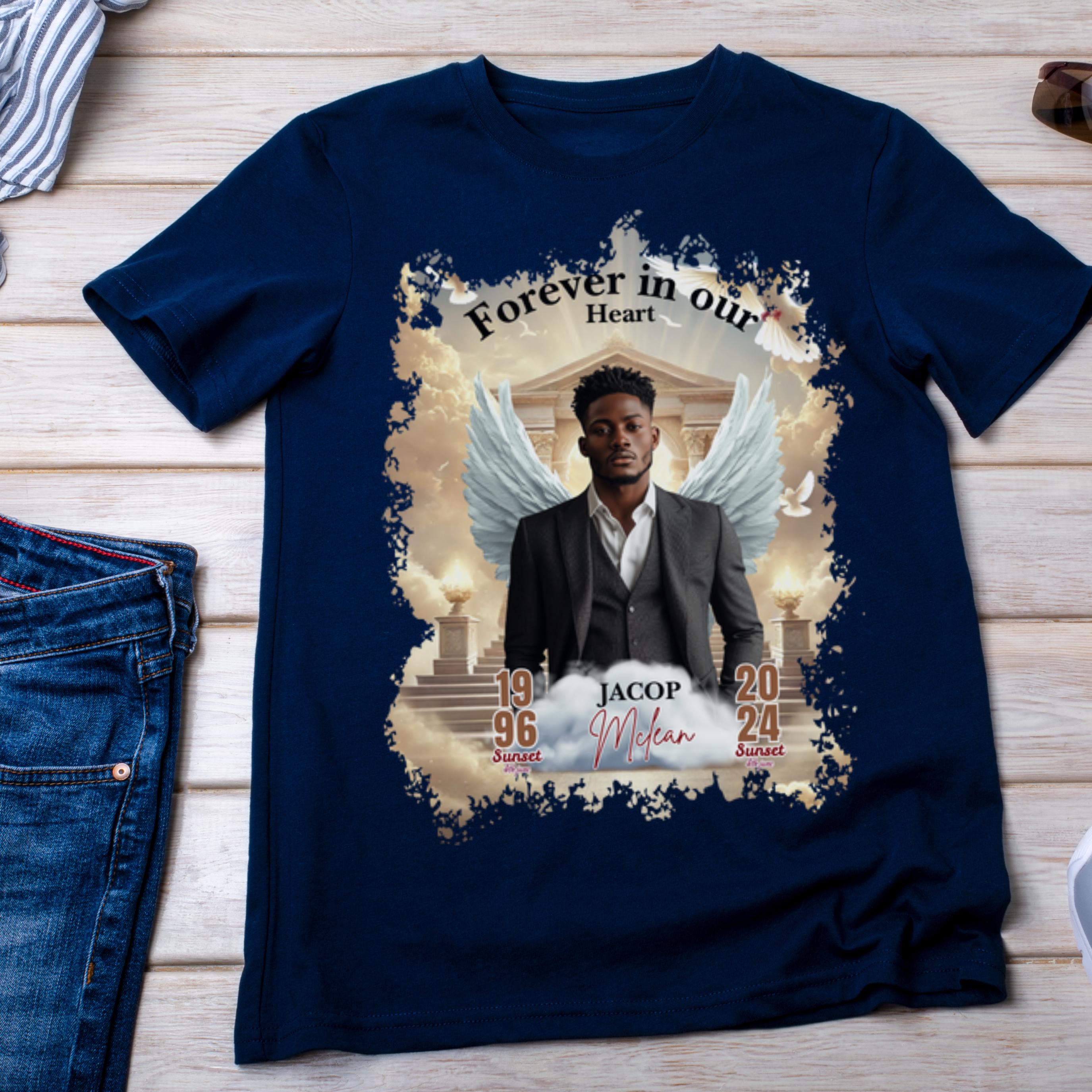 20 Forever In Our Heart T Shirt Canva Editable Templates, In Loving Memory Templates, Memorial Canva Template, Funeral & Celebration of Life - Editable Memorial Canva Template
