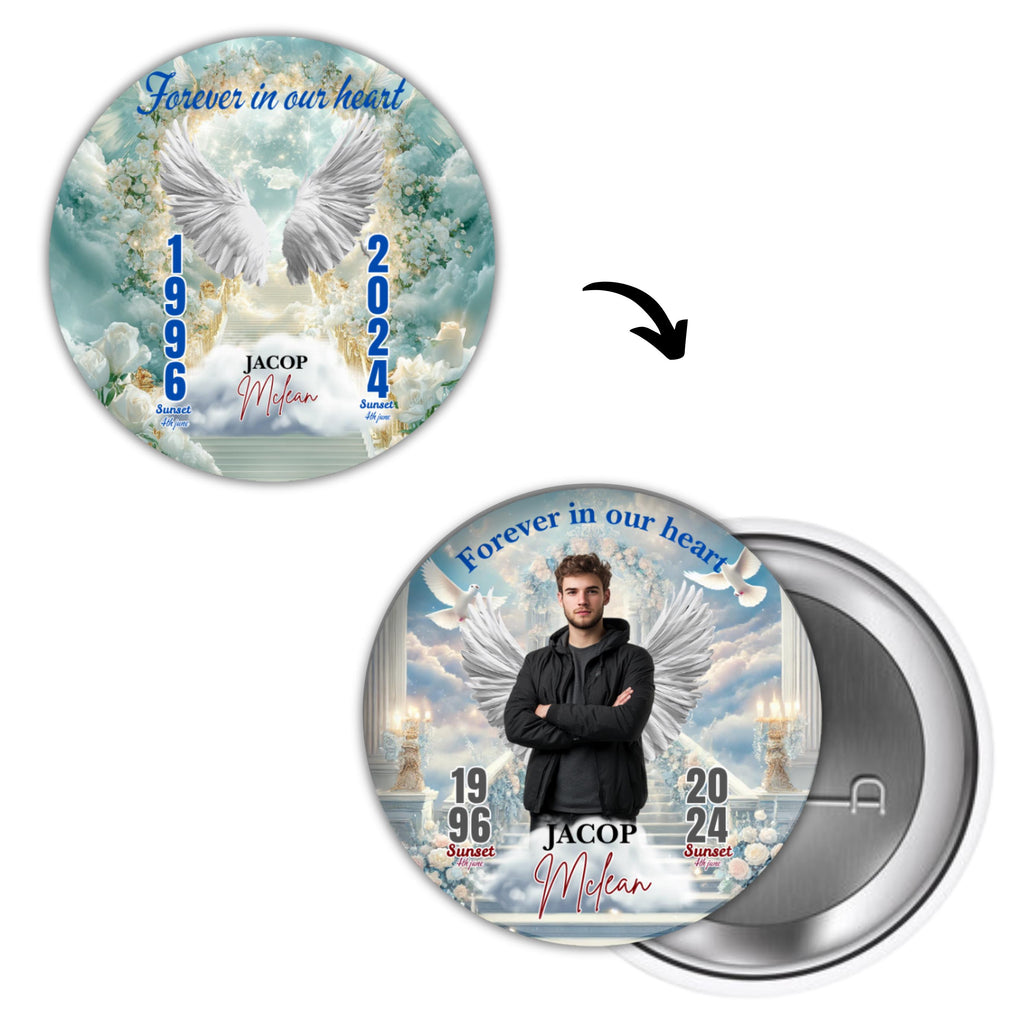 50 Forever In Our Heart Pin Button Canva Editable Templates, Memorial Pin Button Canva Design, In Loving Memory Pin Button, Digital Download - Editable Memorial Canva Template