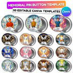 50 Forever In Our Heart Pin Button Canva Editable Templates, Memorial Pin Button Canva Design, In Loving Memory Pin Button, Digital Download - Editable Memorial Canva Template