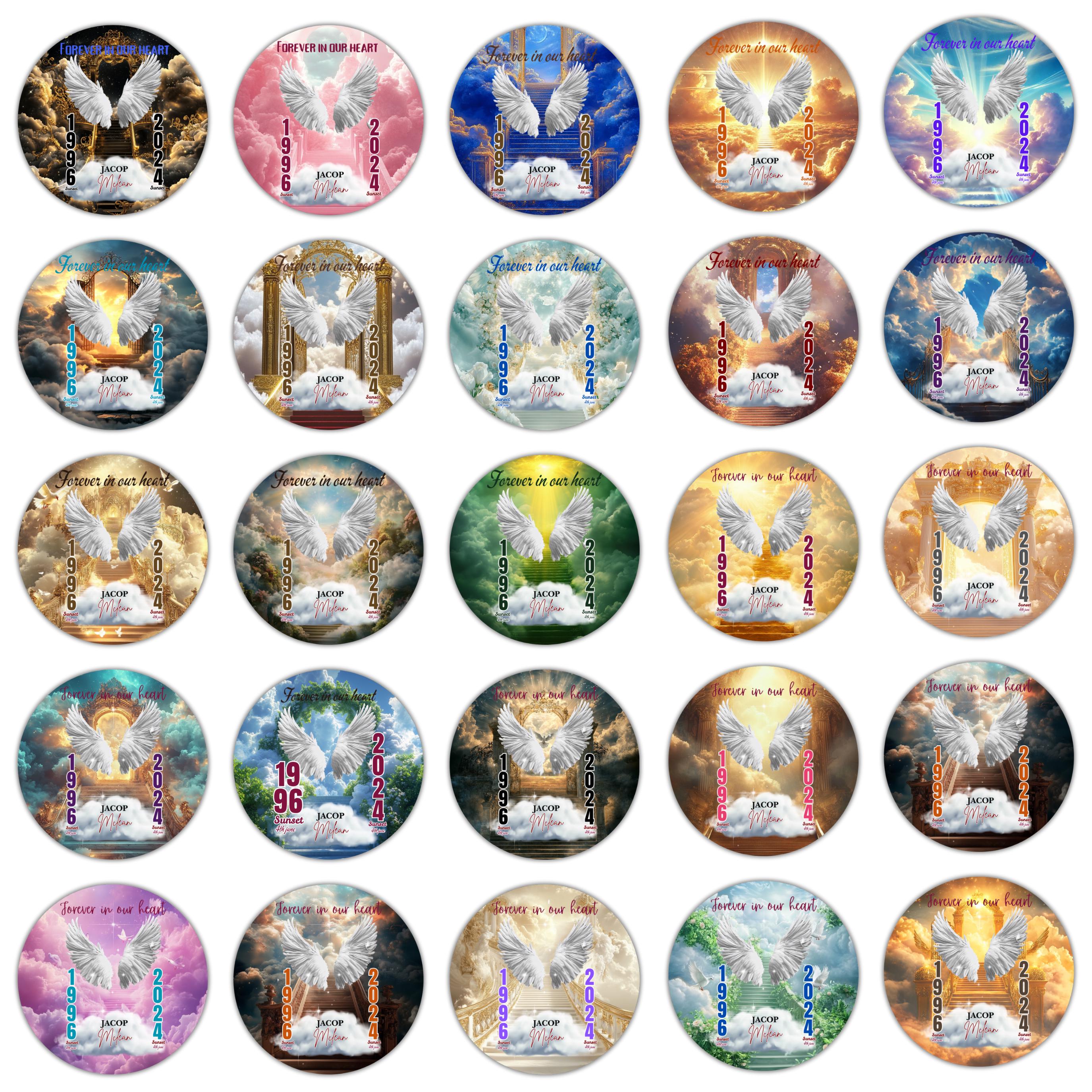 50 Forever In Our Heart Pin Button Canva Editable Templates, Memorial Pin Button Canva Design, In Loving Memory Pin Button, Digital Download - Editable Memorial Canva Template