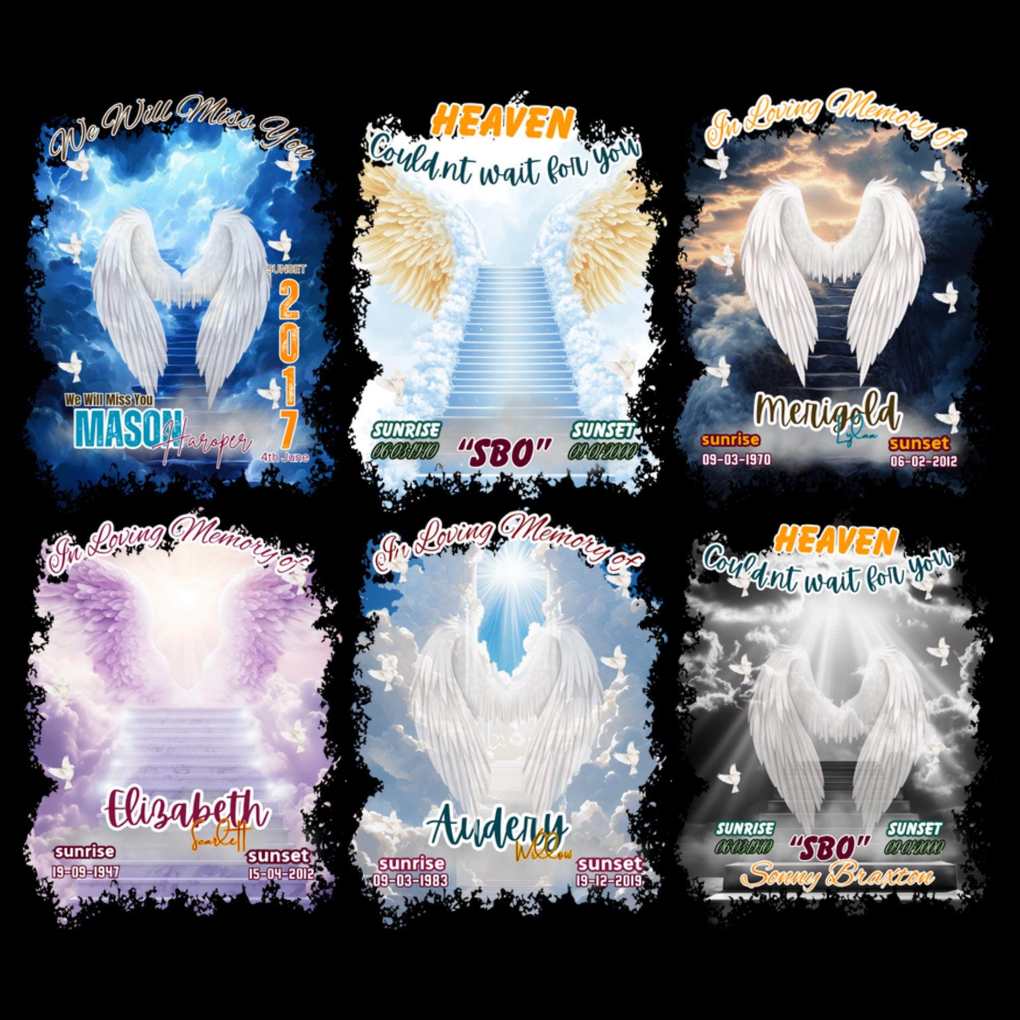10 In Loving Memory T Shirt Canva Editable Templates, Heaven Could't Wait For You, Memorial Canva Template, We Will Miss U, Digital Download - Editable Memorial Canva Template
