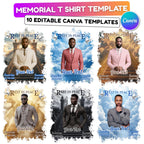 10 Rest In Peace Memorial T Shirt Editable Templates, In Loving Memory Templates, Memorial Canva Template, Digital Download - Editable Memorial Canva Template