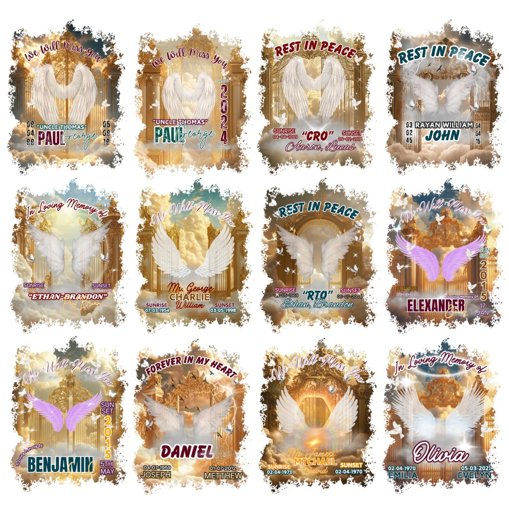 20 Golden Rest In Peace Memorial T Shirt Editable Templates, In Loving Memory Templates, Memorial Canva Template, Digital Download - Editable Memorial Canva Template