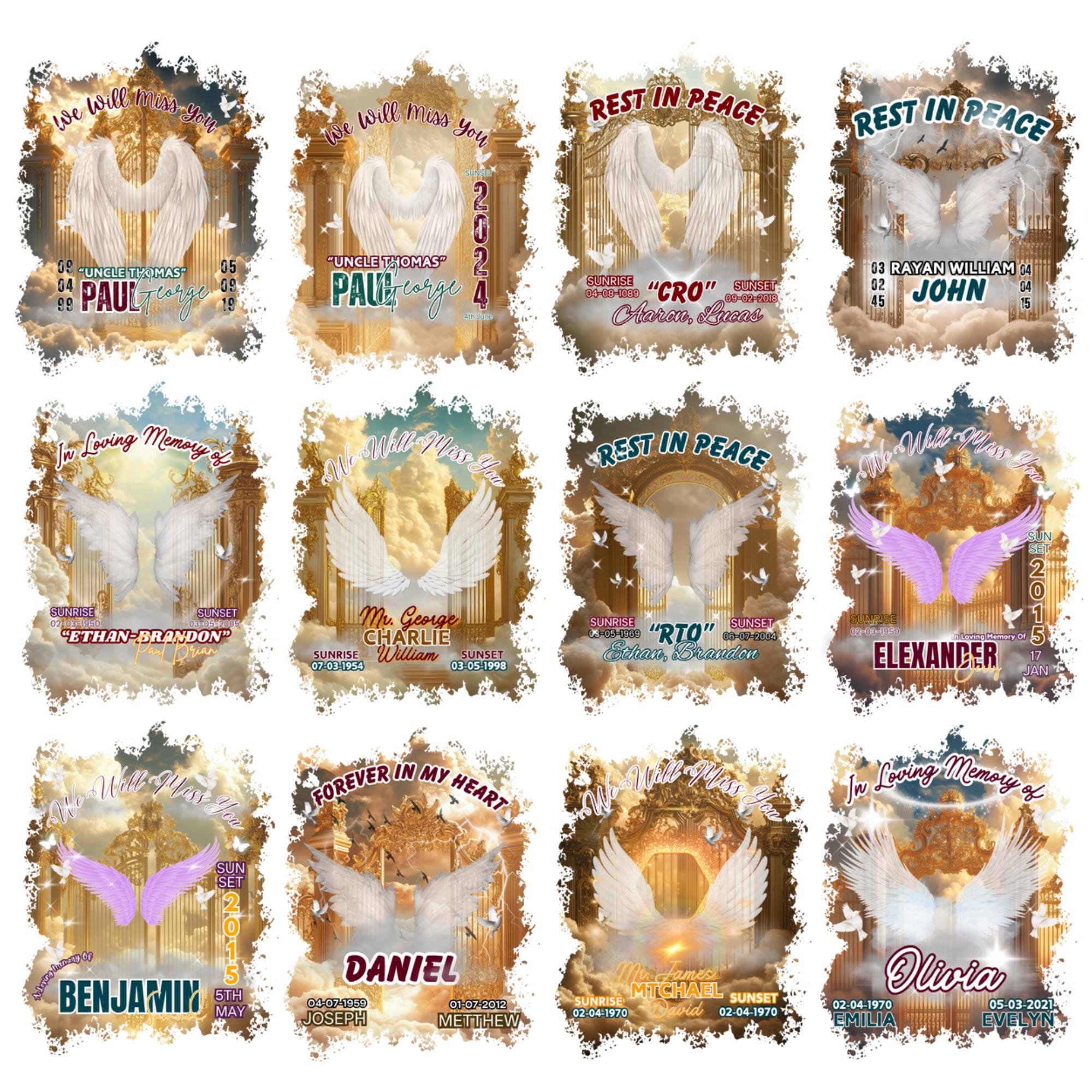 20 Golden Rest In Peace Memorial T Shirt Editable Templates, In Loving Memory Templates, Memorial Canva Template, Digital Download - Editable Memorial Canva Template