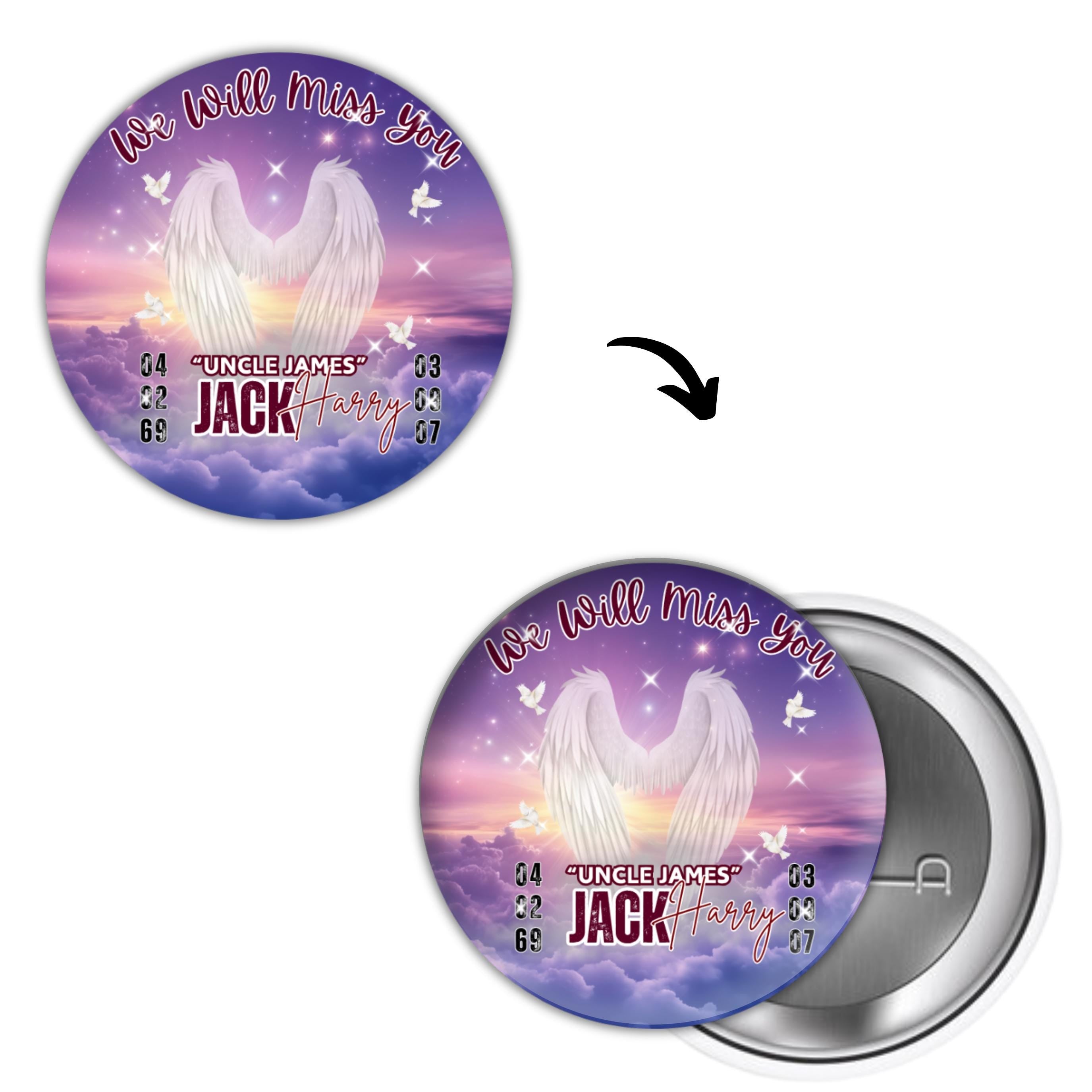 50 Forever In My Heart Pin Button Canva Editable Templates, Memorial Pin Button Canva Design, In Loving Memory Pin Button, Rest In Peace - Editable Memorial Canva Template
