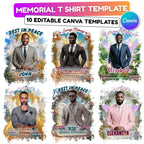 10 Rest In Peace Memorial T Shirt Editable Templates, In Loving Memory Templates, Memorial Canva Template, Digital Download - Editable Memorial Canva Template