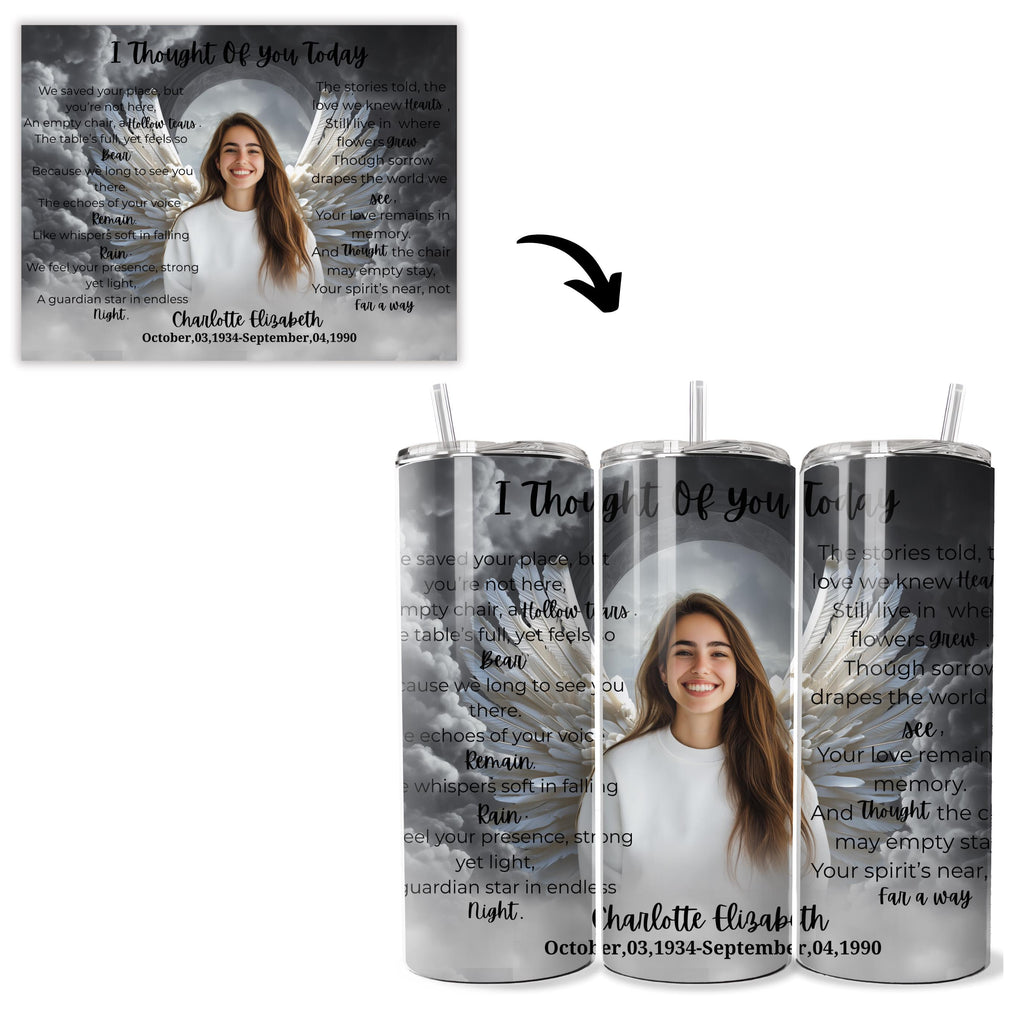 20 Memorial Poem Tumbler Canva Editable Template, I Thought Of You Today, Memorial Tumbler Template, Add your Own Photo Canva Tumbler - Editable Memorial Canva Template