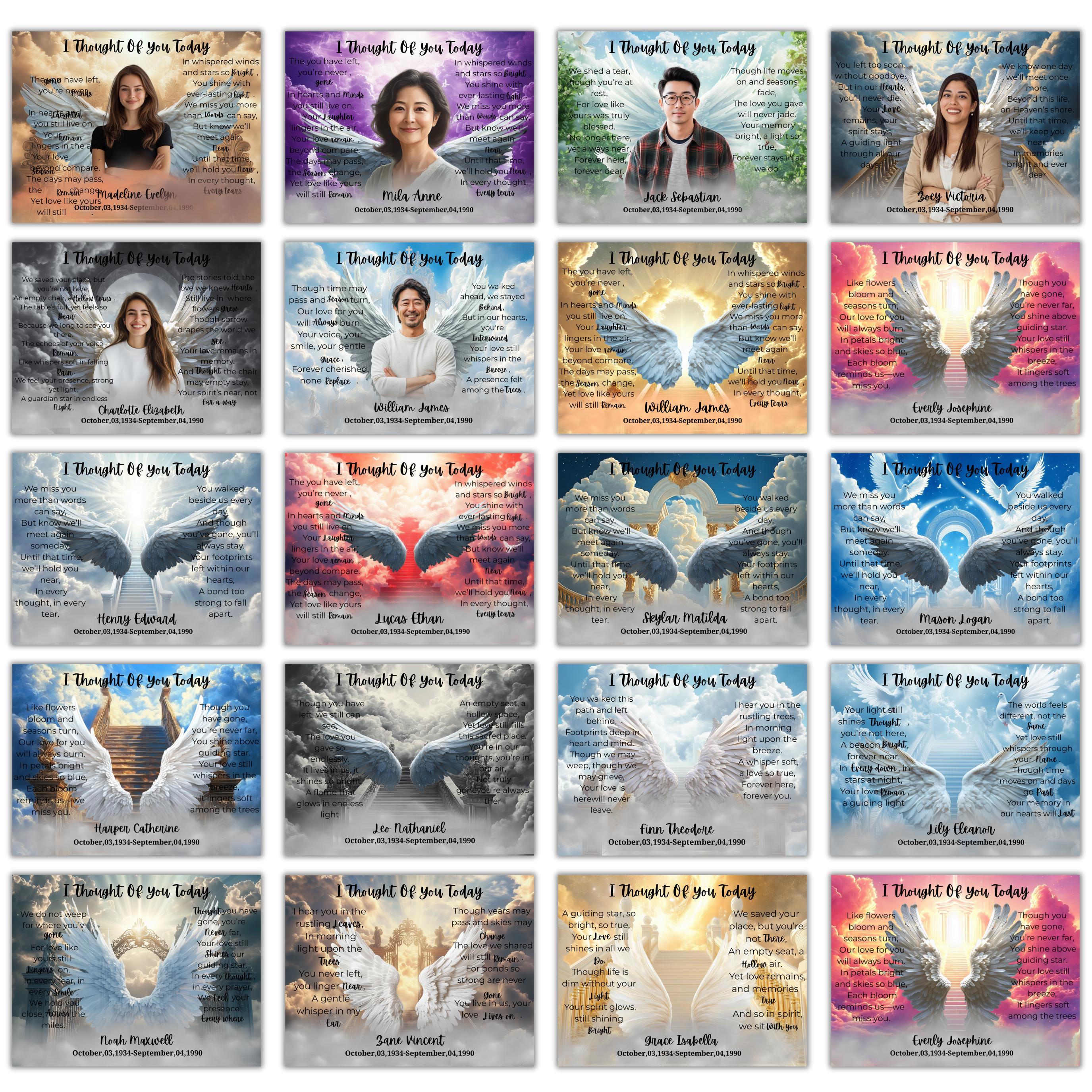 20 Memorial Poem Tumbler Canva Editable Template, I Thought Of You Today, Memorial Tumbler Template, Add your Own Photo Canva Tumbler - Editable Memorial Canva Template