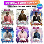 10 In Loving Memory T Shirt Canva Editable Templates, Memorial Canva Template, Rest In Peace Memorial, Forever In Our Heart Canva Template - Editable Memorial Canva Template