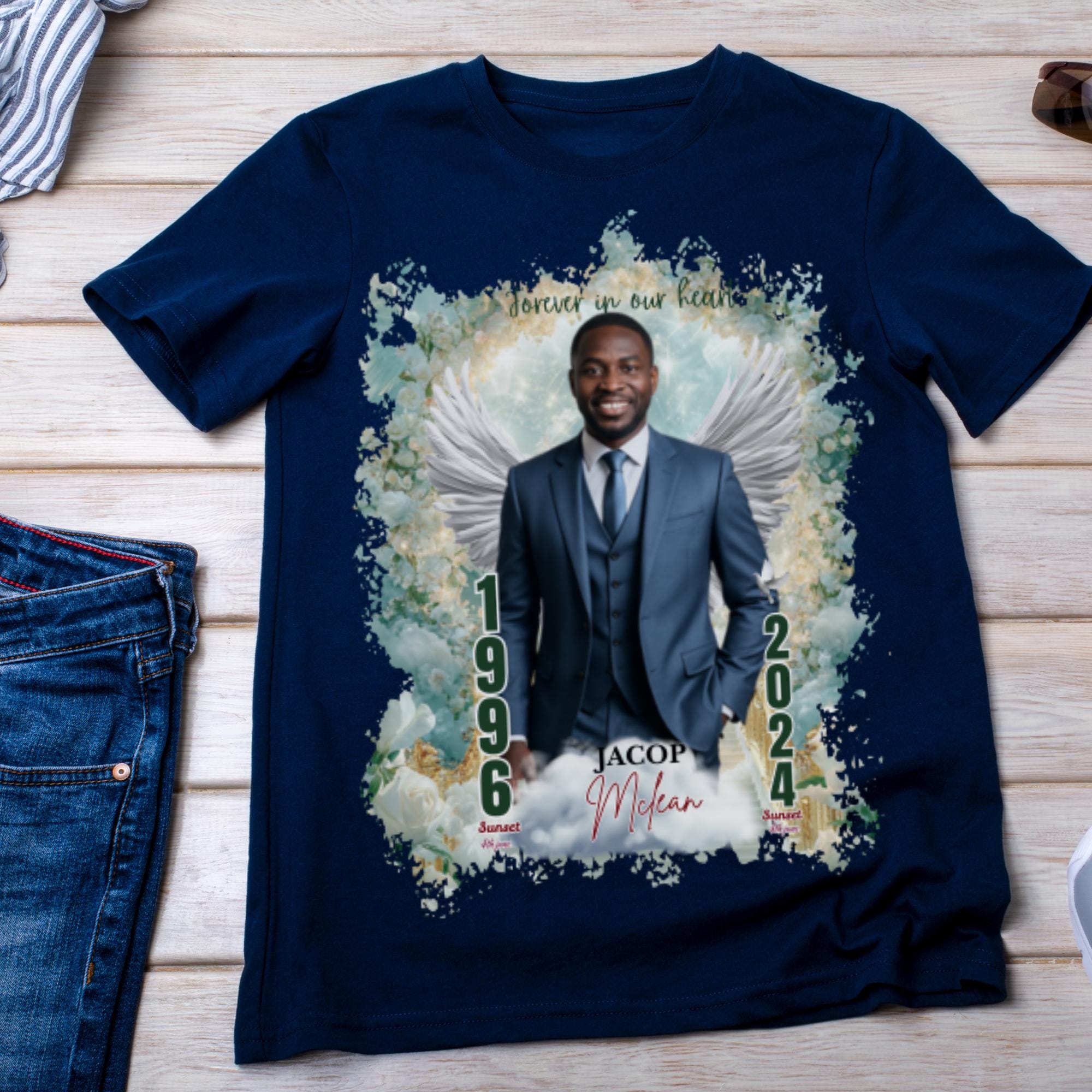 10 Forever In Our Heart Memorial T Shirt Editable Templates, In Loving Memory Templates, Memorial Canva Template, Digital Download - Editable Memorial Canva Template