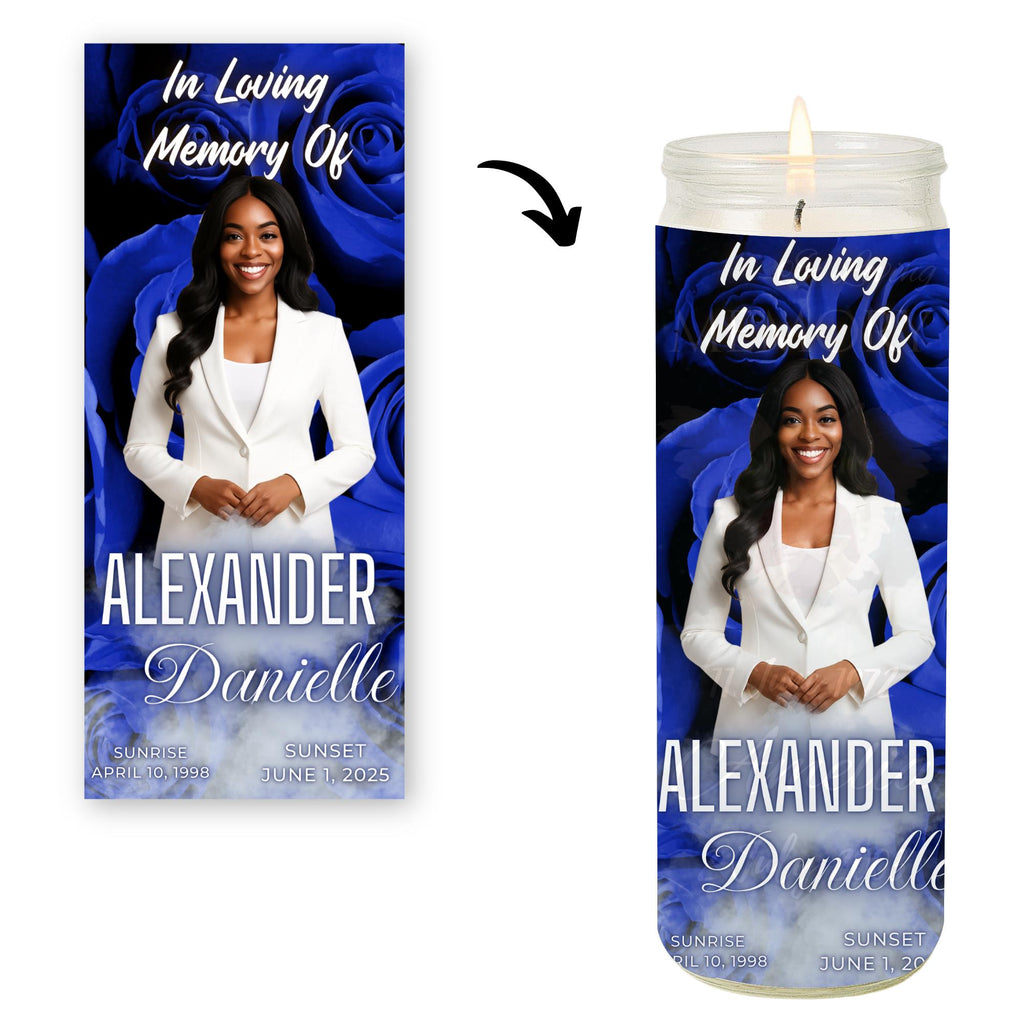 10 Cylinder Candle Light Label Memorial Tamplate,Tall Cylinder Candle Wraps,Editable Canva Memorial Stickers,Funeral Labels Digital Download - Editable Memorial Canva Template
