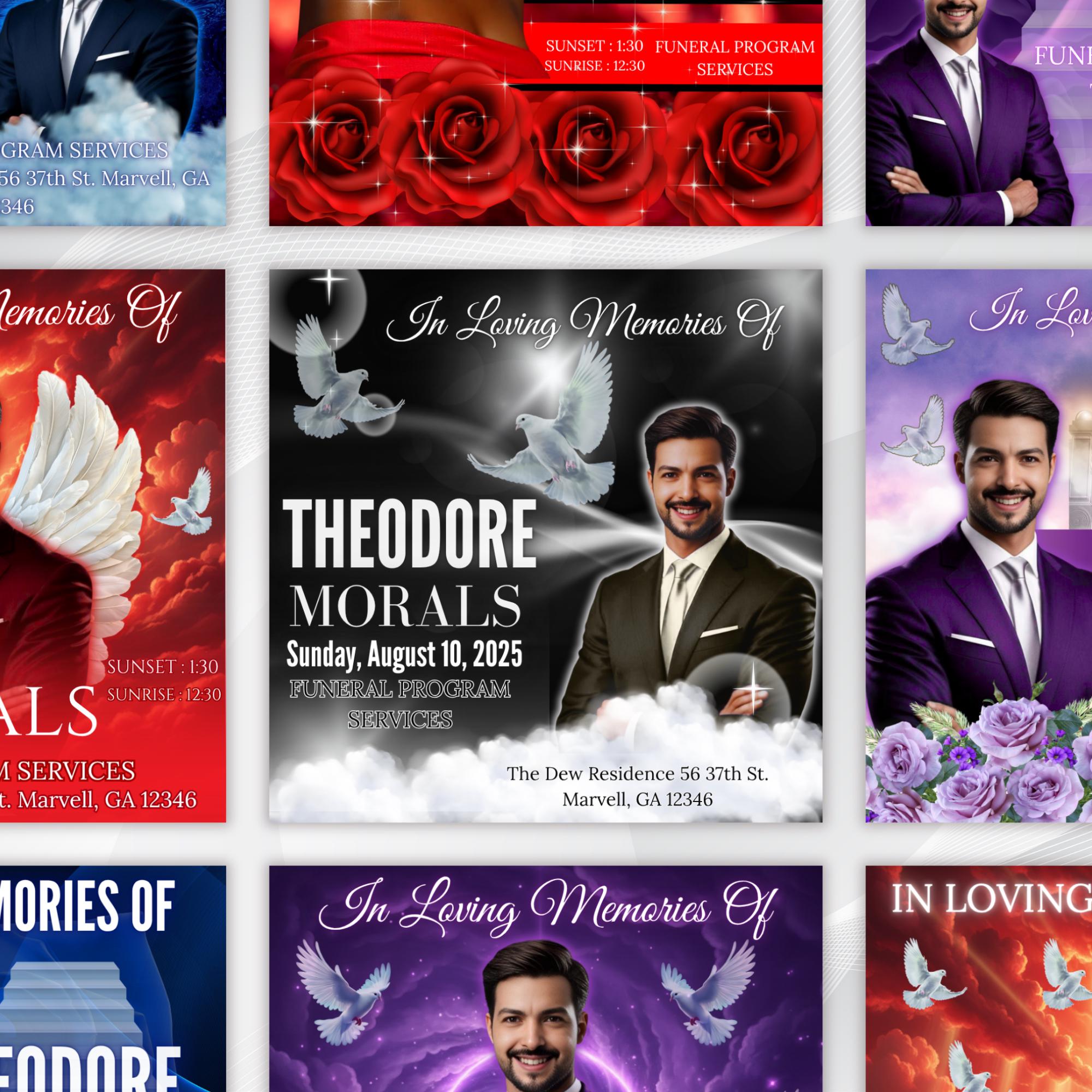20 Memorial Flyer Canva Template Bundle, Memorial Funeral, in loving memory templates, Funeral Invite Flyer Template, Rest in Peace Flyer - Editable Memorial Canva Template