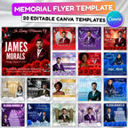20 Memorial Flyer Canva Template Bundle, Memorial Funeral, in loving memory templates, Funeral Invite Flyer Template, Rest in Peace Flyer - Editable Memorial Canva Template