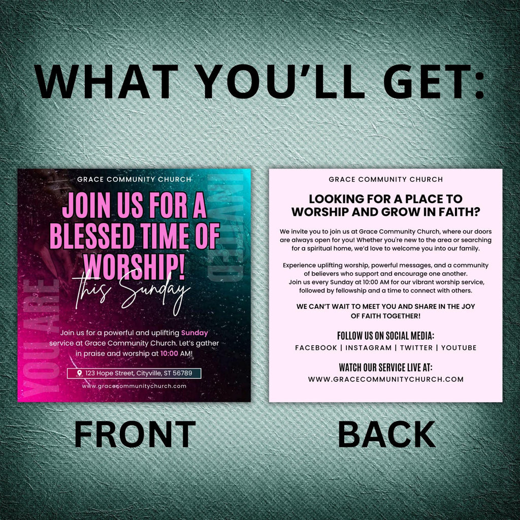 10 Worship Church Invite Invitation for Events, Worship Church Announcement Flyer, Worship Invite Card Flyer, Iteneraries, Outreach Template - Editable Memorial Canva Template