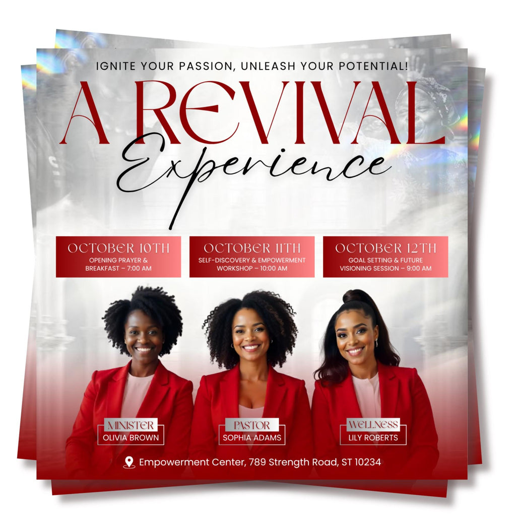 Revival Canva Church Flyer Bundle Canva Templates, Canva Church Template, church anniversary, Religious Event Flyer, Praise and Worship - Editable Memorial Canva Template