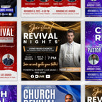 Church Revival Flyer Canva Editable Templates, Canva Church Template, church anniversary, Religious Event Flyer, Praise and Worship - Editable Memorial Canva Template
