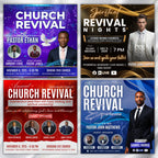 Church Revival Flyer Canva Editable Templates, Canva Church Template, church anniversary, Religious Event Flyer, Praise and Worship - Editable Memorial Canva Template