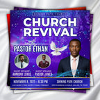 Church Revival Flyer Canva Editable Templates, Canva Church Template, church anniversary, Religious Event Flyer, Praise and Worship - Editable Memorial Canva Template