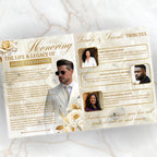 08 Pages White Funeral Program Template, Bi-Fold Funeral Program, Obituary Celebration Of Life Program, Digital Download - Editable Memorial Canva Template