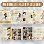 08 Pages White Funeral Program Template, Bi-Fold Funeral Program, Obituary Celebration Of Life Program, Digital Download - Editable Memorial Canva Template
