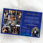 08 Pages Blue Funeral Program Template, Bi-Fold Funeral Program, Obituary Celebration Of Life Program, Digital Download - Editable Memorial Canva Template