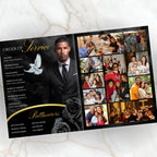 08 Pages Black Funeral Program Template, Bi-Fold Funeral Program, Obituary Celebration Of Life Program, Digital Download - Editable Memorial Canva Template