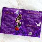 08 Pages Purple Funeral Program Template, Bi-Fold Funeral Program, Obituary Celebration Of Life Program, Digital Download - Editable Memorial Canva Template
