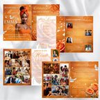 08 Pages Orange Funeral Program Template, Bi-Fold Funeral Program, Obituary Celebration Of Life Program, Digital Download - Editable Memorial Canva Template
