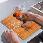 08 Pages Orange Funeral Program Template, Bi-Fold Funeral Program, Obituary Celebration Of Life Program, Digital Download - Editable Memorial Canva Template