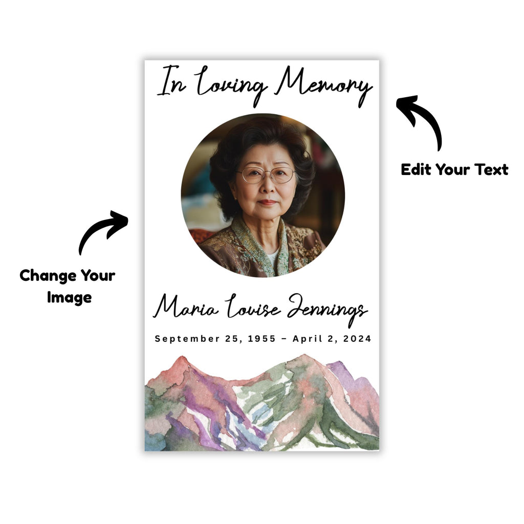 In Loving Memory Funeral Prayer Card Canva Editable Template, In Loving Memory Template, Memorial Prayer Card, Printable Funeral Remembrance - Editable Memorial Canva Template