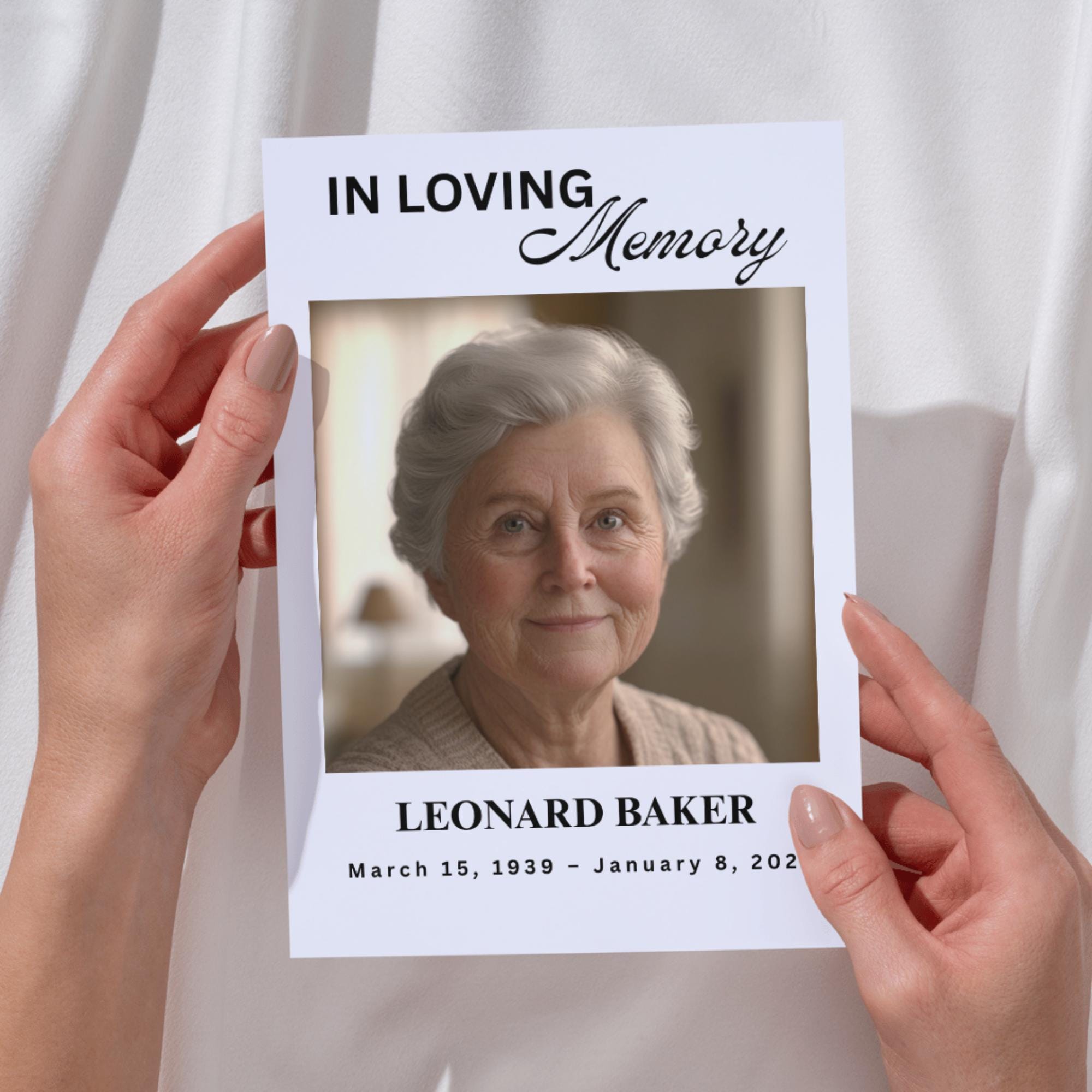 In Loving Memory Funeral Prayer Card Canva Editable Template, In Loving Memory Template, Memorial Prayer Card, Printable Funeral Remembrance - Editable Memorial Canva Template
