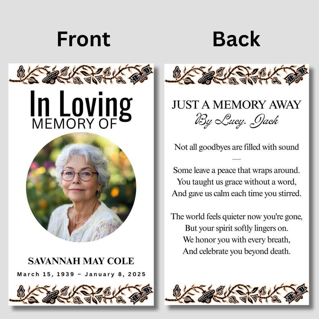 In Loving Memory Funeral Card Canva Editable Template, In Loving Memory Template, Memorial Prayer Card - Editable Memorial Canva Template