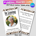 In Loving Memory Funeral Card Canva Editable Template, In Loving Memory Template, Memorial Prayer Card - Editable Memorial Canva Template