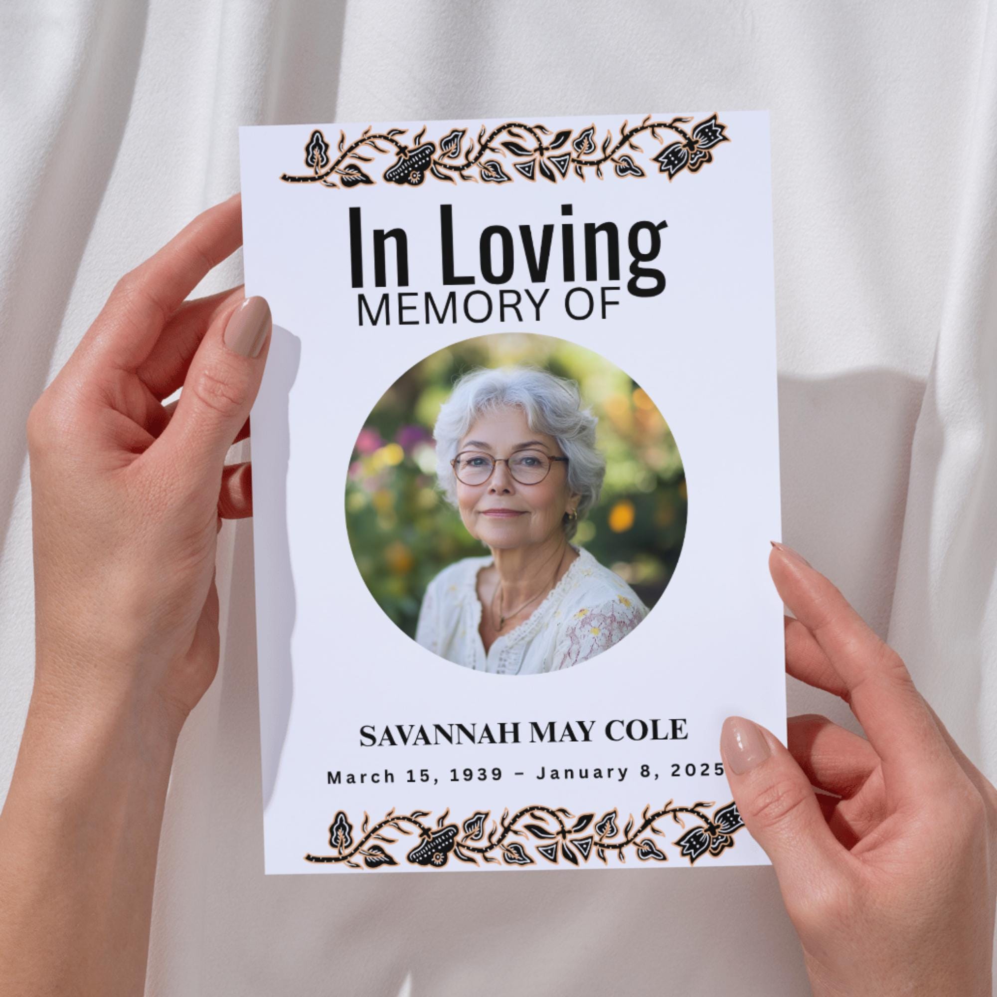 In Loving Memory Funeral Card Canva Editable Template, In Loving Memory Template, Memorial Prayer Card - Editable Memorial Canva Template